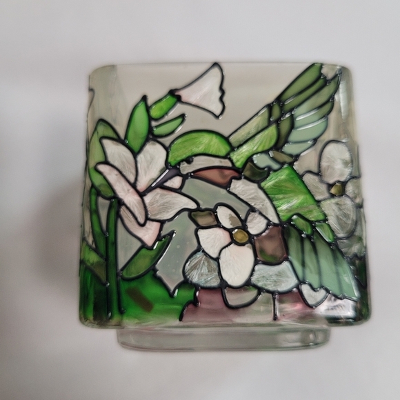 Joan Baker Designs Frosted Hand Painted Hummingbird Glass Votive Candle Holders - Picture 3 of 7